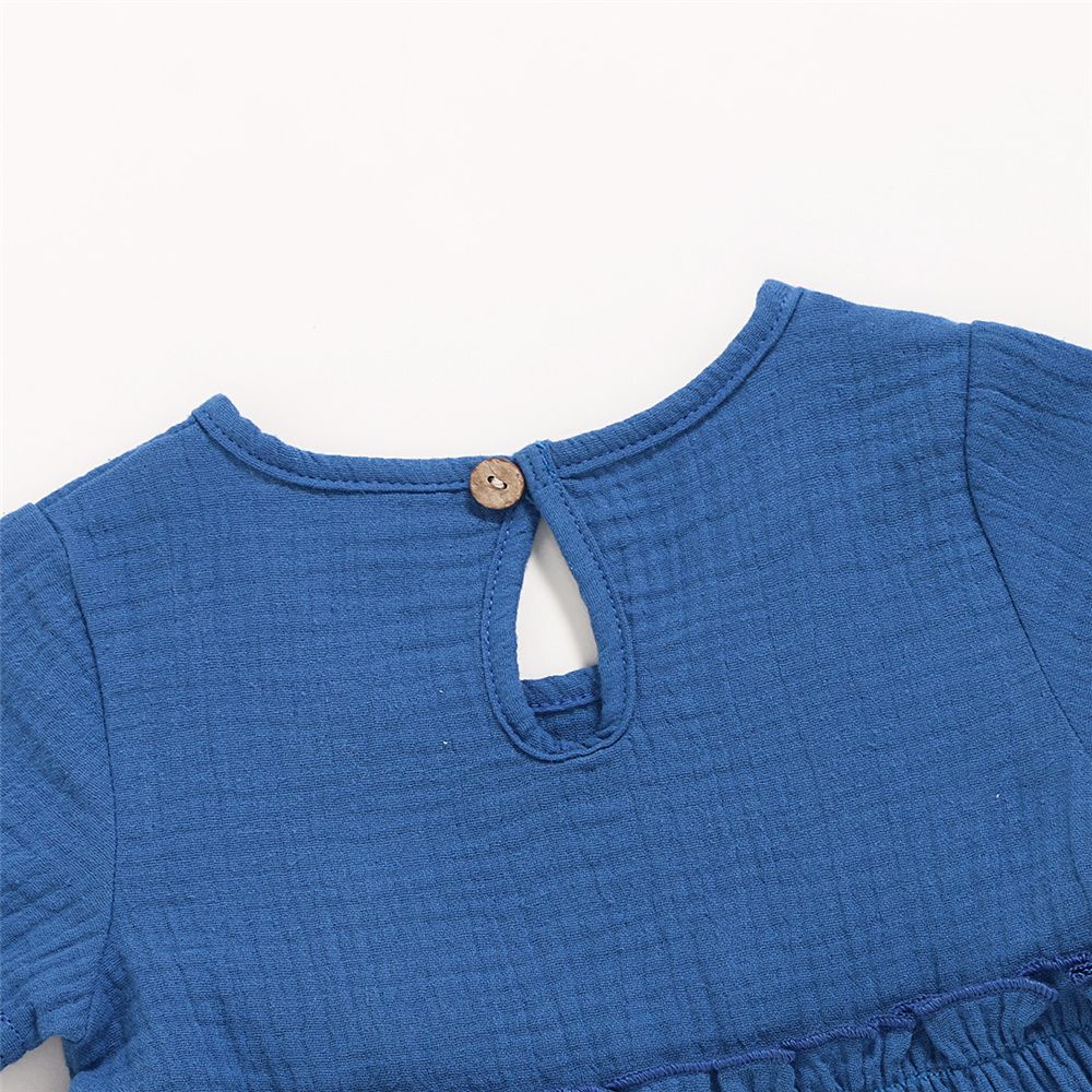 0-3 Years Infant Baby Girl Dress/Solid Color Cotton And Linen Short Sleeve Dress