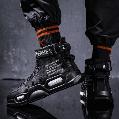 High-top Sneakers Men Shoes EUR Size 36-46 Unisex Trendy Basketball Sports Tennis Shoes Youth Casual Skateboarding Shoes Man Trainers Outdoor Couple Comfortable Thick Sole Platform Sneakers Black