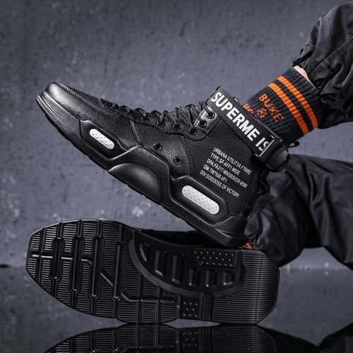 High-top Sneakers Men Shoes EUR Size 36-46 Unisex Trendy Basketball Sports Tennis Shoes Youth Casual Skateboarding Shoes Man Trainers Outdoor Couple Comfortable Thick Sole Platform Sneakers Black