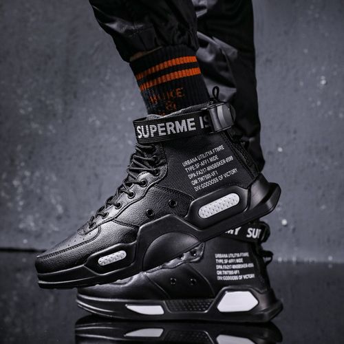 High-top Sneakers Men Shoes EUR Size 36-46 Unisex Trendy Basketball Sports Tennis Shoes Youth Casual Skateboarding Shoes Man Trainers Outdoor Couple Comfortable Thick Sole Platform Sneakers Black