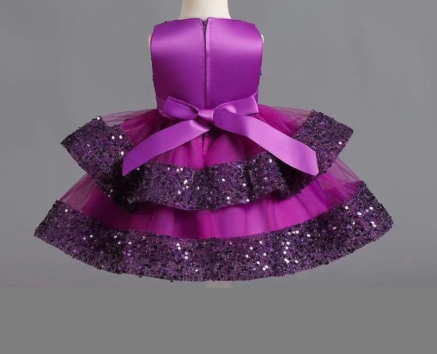 GIRL BIRTHDAY LUXURY SHIMMER DL BALL GOWN - PURPLE - BG400