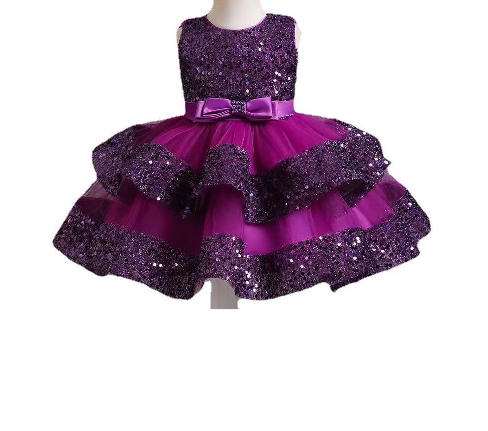 GIRL BIRTHDAY LUXURY SHIMMER DL BALL GOWN - PURPLE - BG400