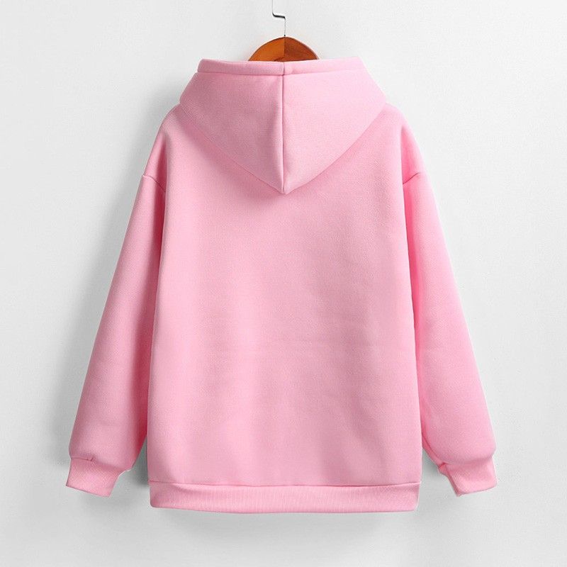 Women Sweatshirt Solid Color Hooded Neckline Dropped
