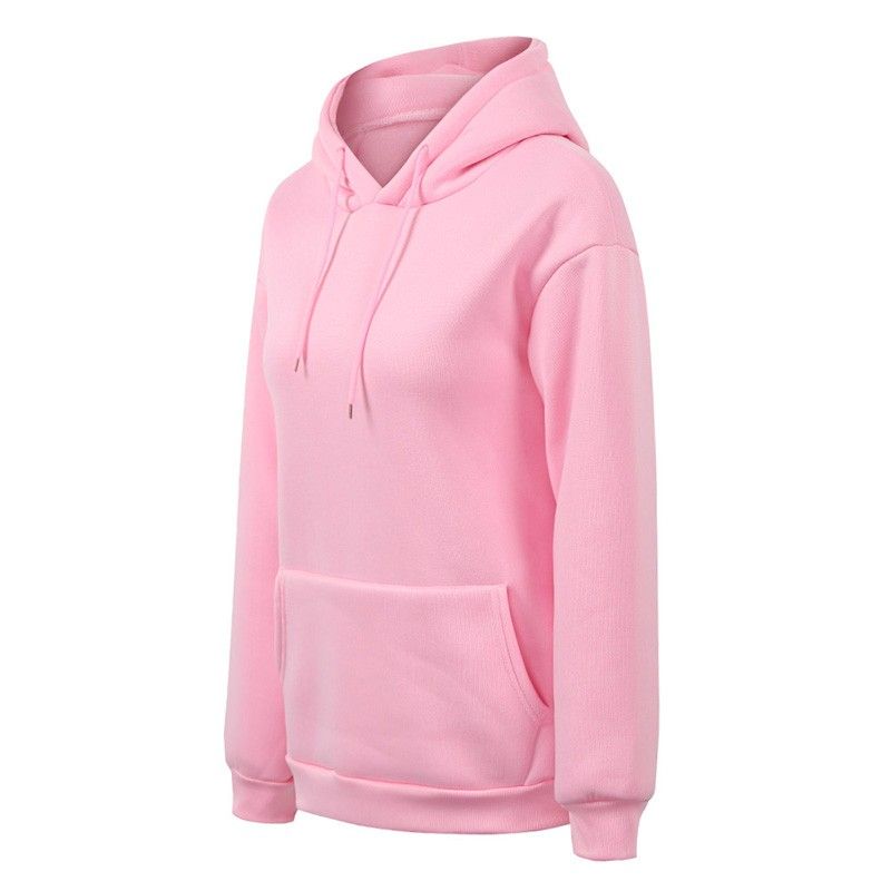Women Sweatshirt Solid Color Hooded Neckline Dropped
