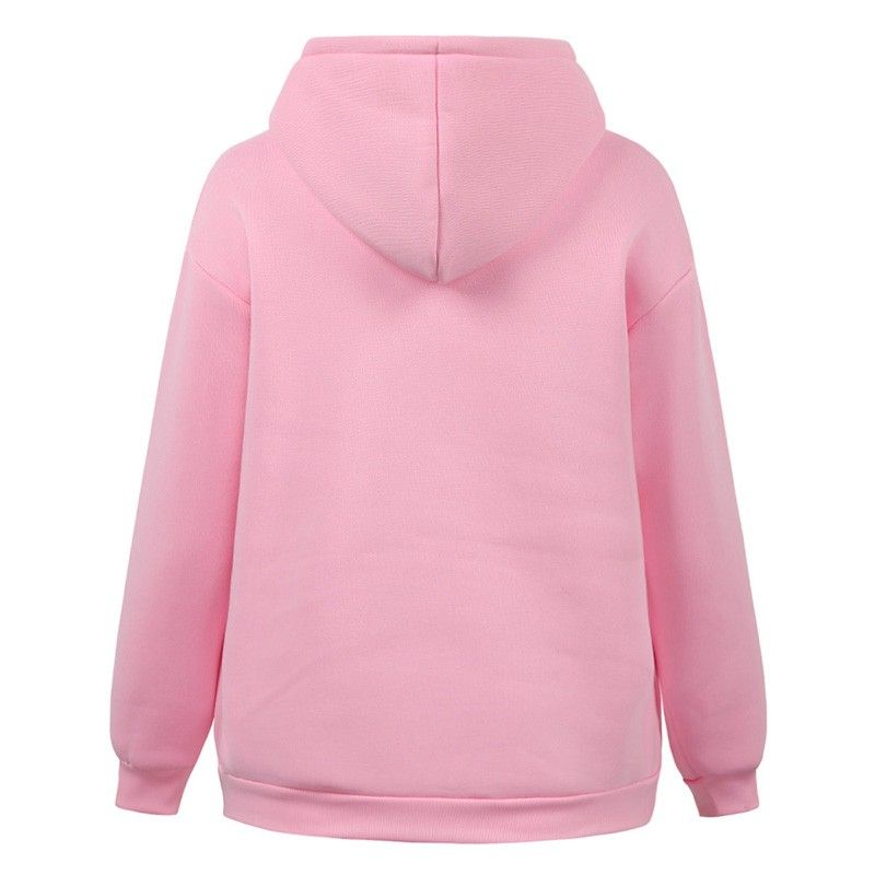 Women Sweatshirt Solid Color Hooded Neckline Dropped