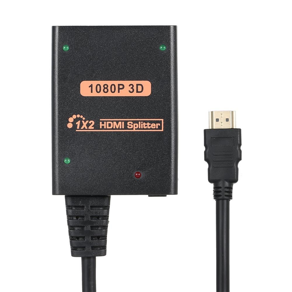 HD Splitter 1 in 2 out 1080P Image Quality 3D Effect Compatible with PC/Laptop/Game Console/Set-top Box/Projector/TV/Monitor