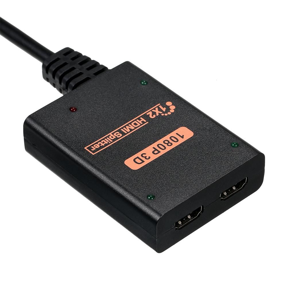 HD Splitter 1 in 2 out 1080P Image Quality 3D Effect Compatible with PC/Laptop/Game Console/Set-top Box/Projector/TV/Monitor
