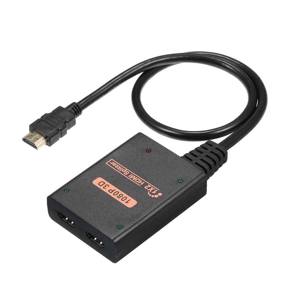 HD Splitter 1 in 2 out 1080P Image Quality 3D Effect Compatible with PC/Laptop/Game Console/Set-top Box/Projector/TV/Monitor
