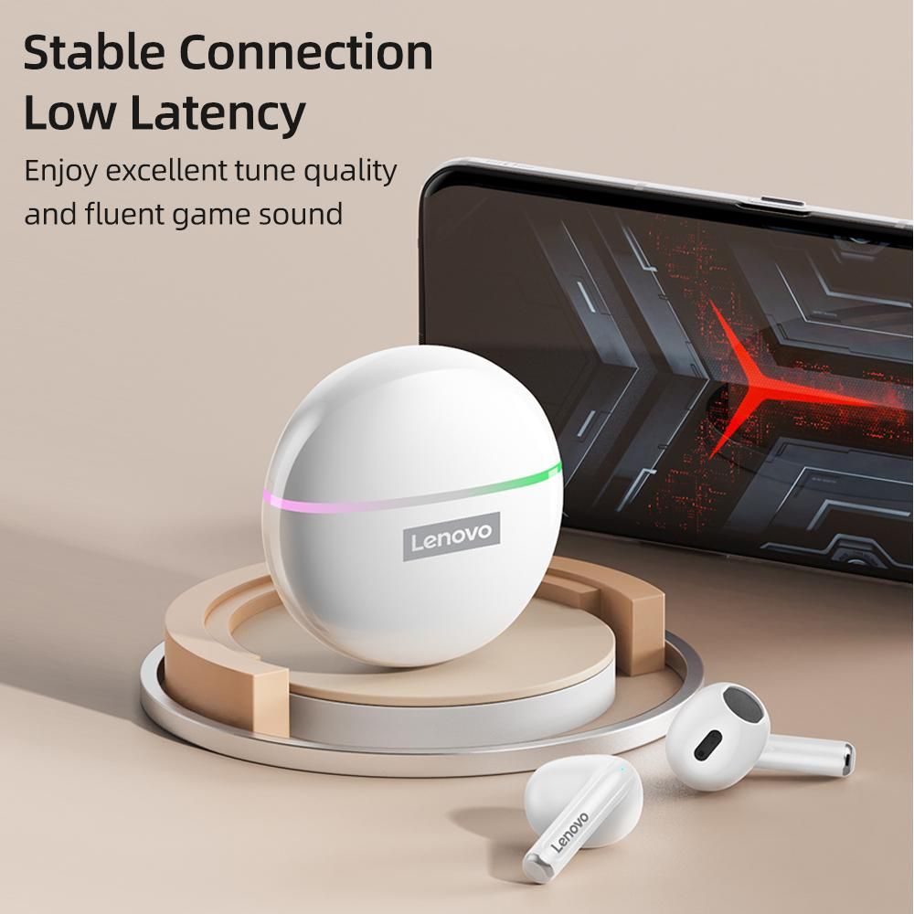 Lenovo thinkplus XT97 Wireless BT Headphones with Flash LED Ligh Hi-Fi Stereo Sound Noise Reduction HD Call Smart Fast Pair Compatible with iOS Android System White