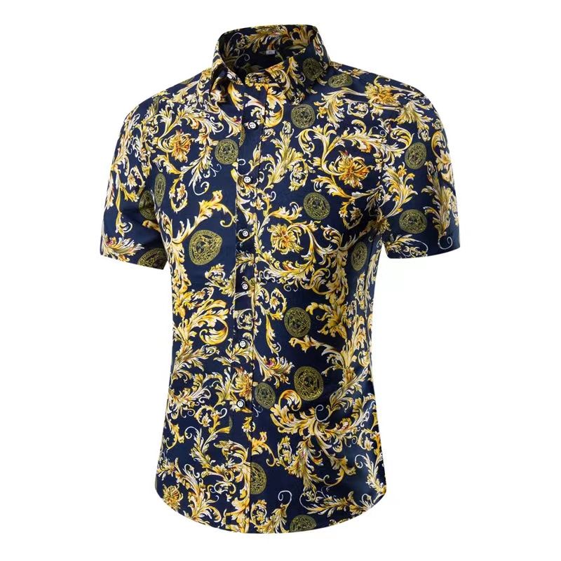 {MijaGrace} Men's Casual Floral Shirt & Shorts Set - Gold
