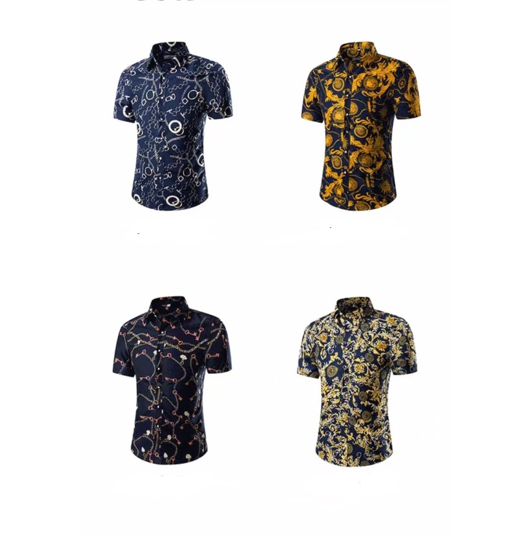 {MijaGrace} Men's Casual Floral Shirt & Shorts Set - Gold