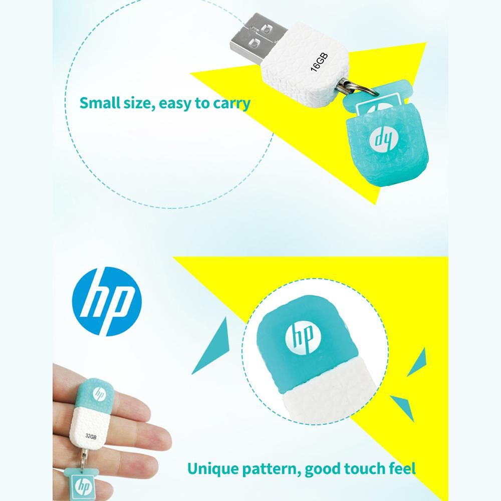 hp v175w 128GB USB2.0 U Disk Mini Portable USB Flash Drive Rubber Material Dustproof Shockproof U Disk with Protective Cap