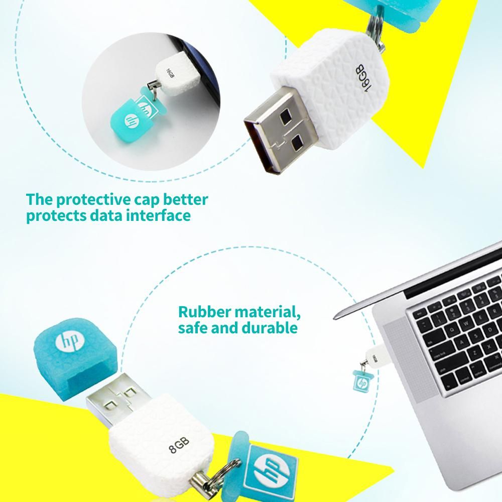 hp v175w 128GB USB2.0 U Disk Mini Portable USB Flash Drive Rubber Material Dustproof Shockproof U Disk with Protective Cap