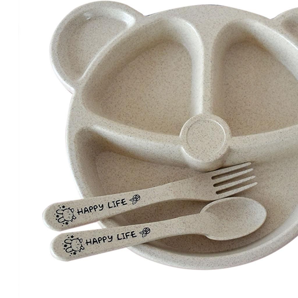 3-Fin Kids Workout Lunch Split Plate Set Warm White