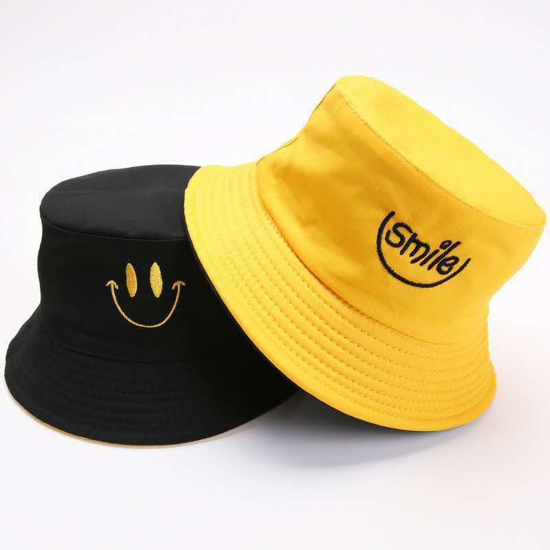 Unisex Double-Sided Reversible Bucket Hat Black-Yellow