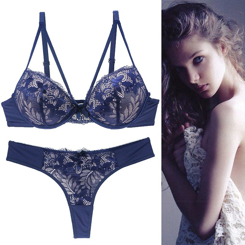 2021 New Lace Embroidery Bra Sets Women  Underwear 32/70 34/75 /36/80 38/85
