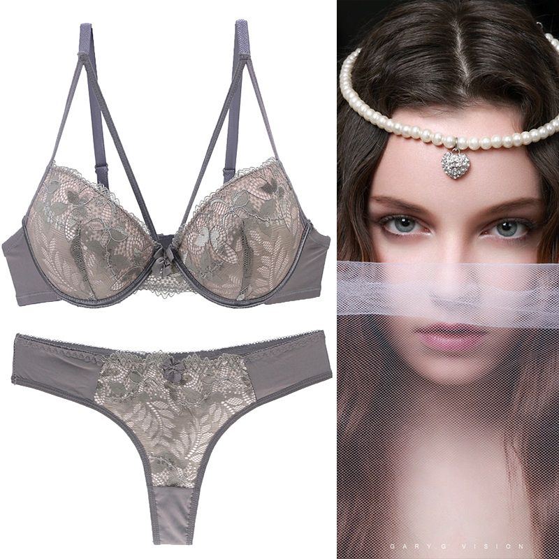 2021 New Lace Embroidery Bra Sets Women  Underwear 32/70 34/75 /36/80 38/85