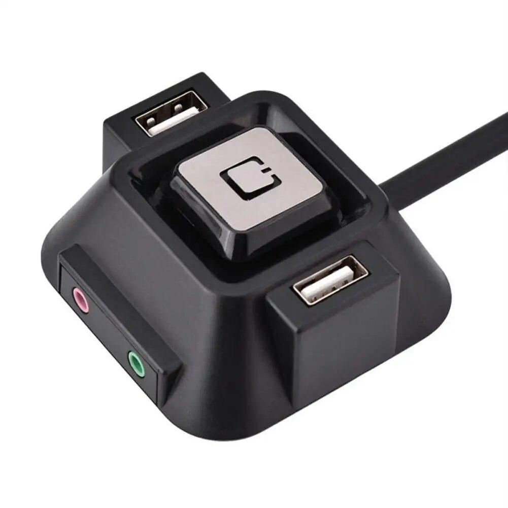 1.2m Desktop PC Computer Case Power Supply on/off Reset Button Switch Block Extender Cable with Dual USB Port Dual Audio Plug