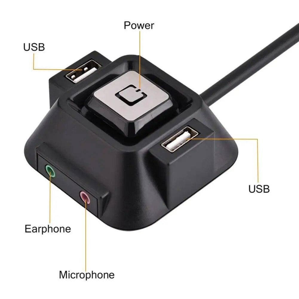 1.2m Desktop PC Computer Case Power Supply on/off Reset Button Switch Block Extender Cable with Dual USB Port Dual Audio Plug