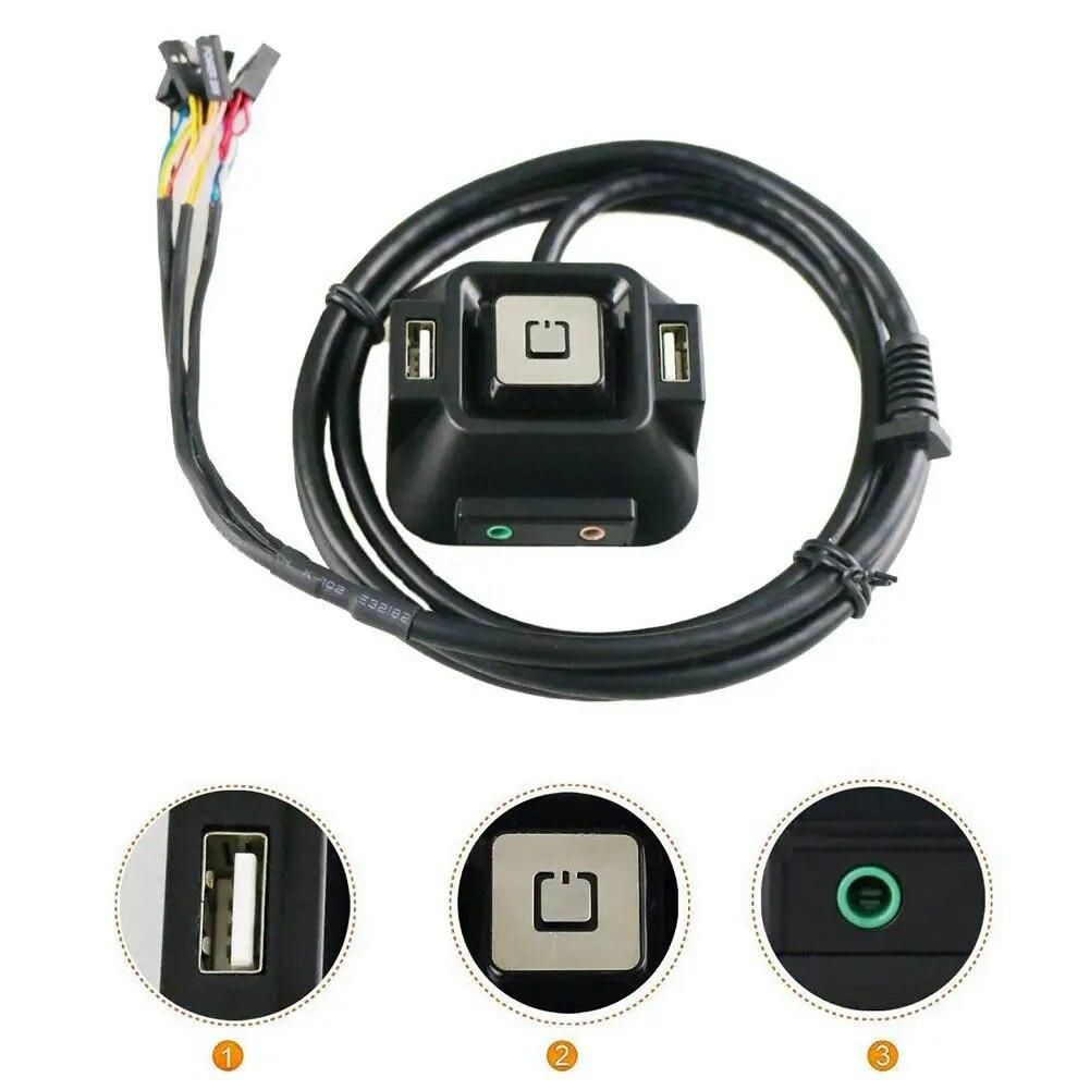 1.2m Desktop PC Computer Case Power Supply on/off Reset Button Switch Block Extender Cable with Dual USB Port Dual Audio Plug