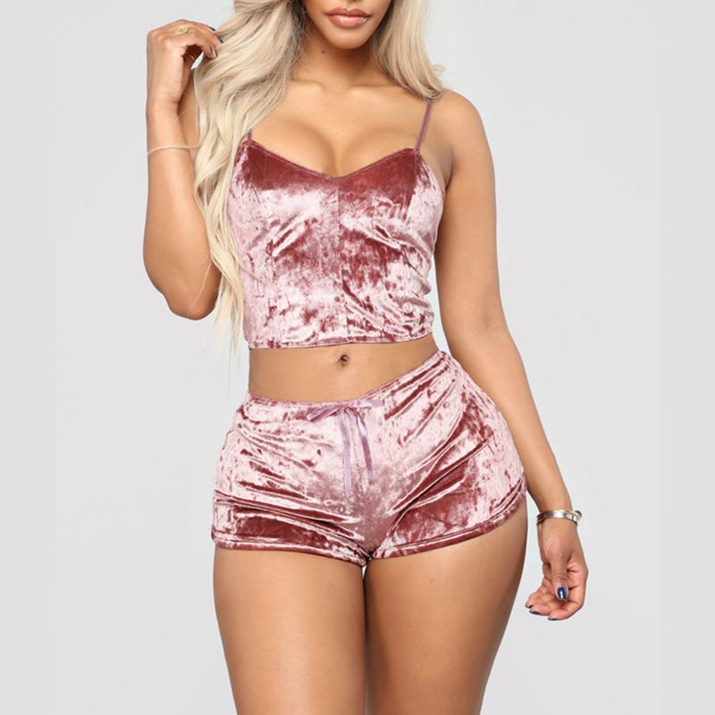 Y  Sets Two Pieces Bra Sets Velvet Underwear Ladies Intimates Tops And Pants