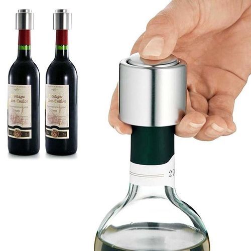 Stainless Steel Vacuum Sealed Wine Bottle Stopper Preserver Pump Sealer Bar Stopper