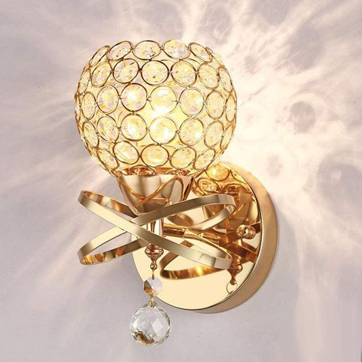Crystal Wall Sconces Bedroom Wall Lamp Round Modern Bedside