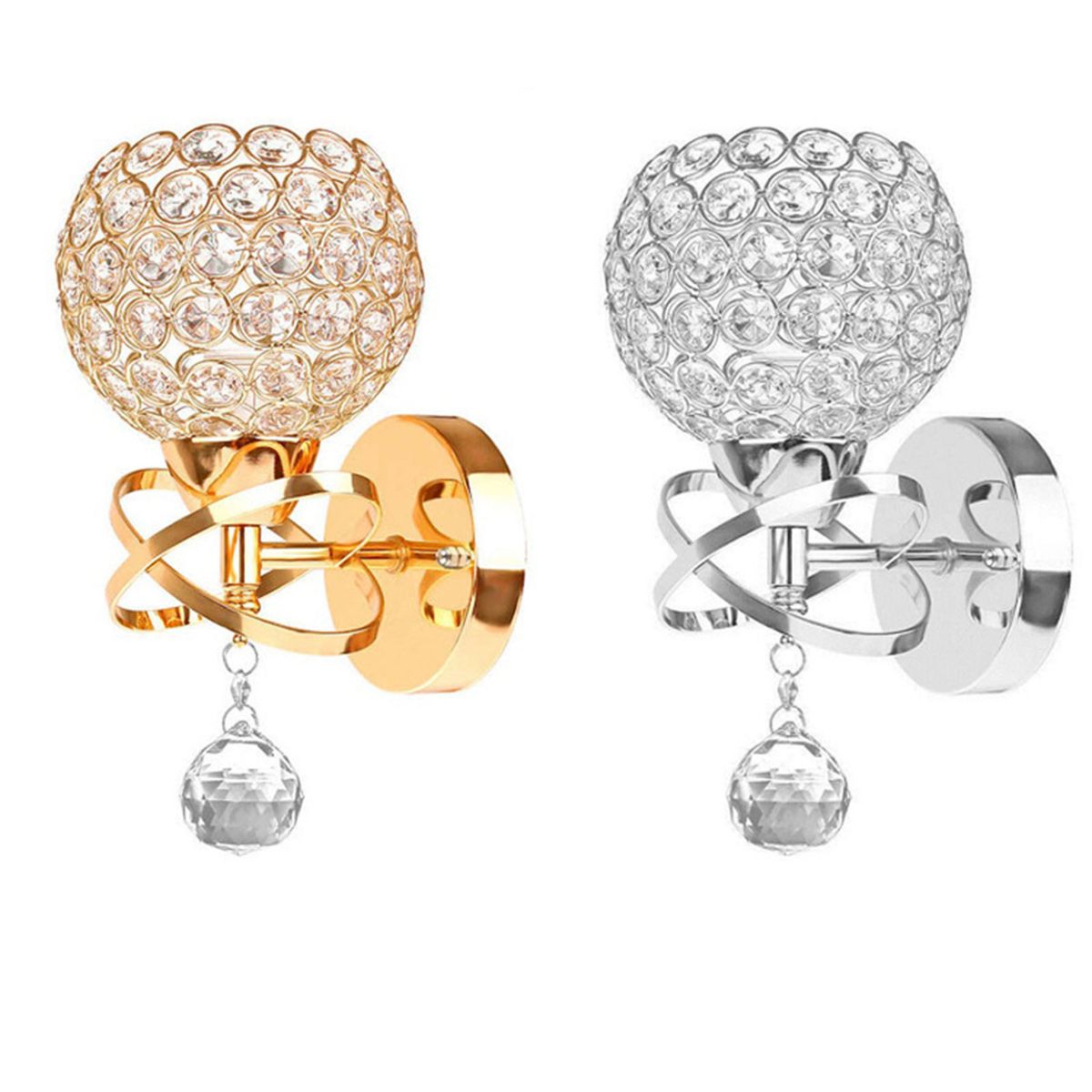 Crystal Wall Sconces Bedroom Wall Lamp Round Modern Bedside