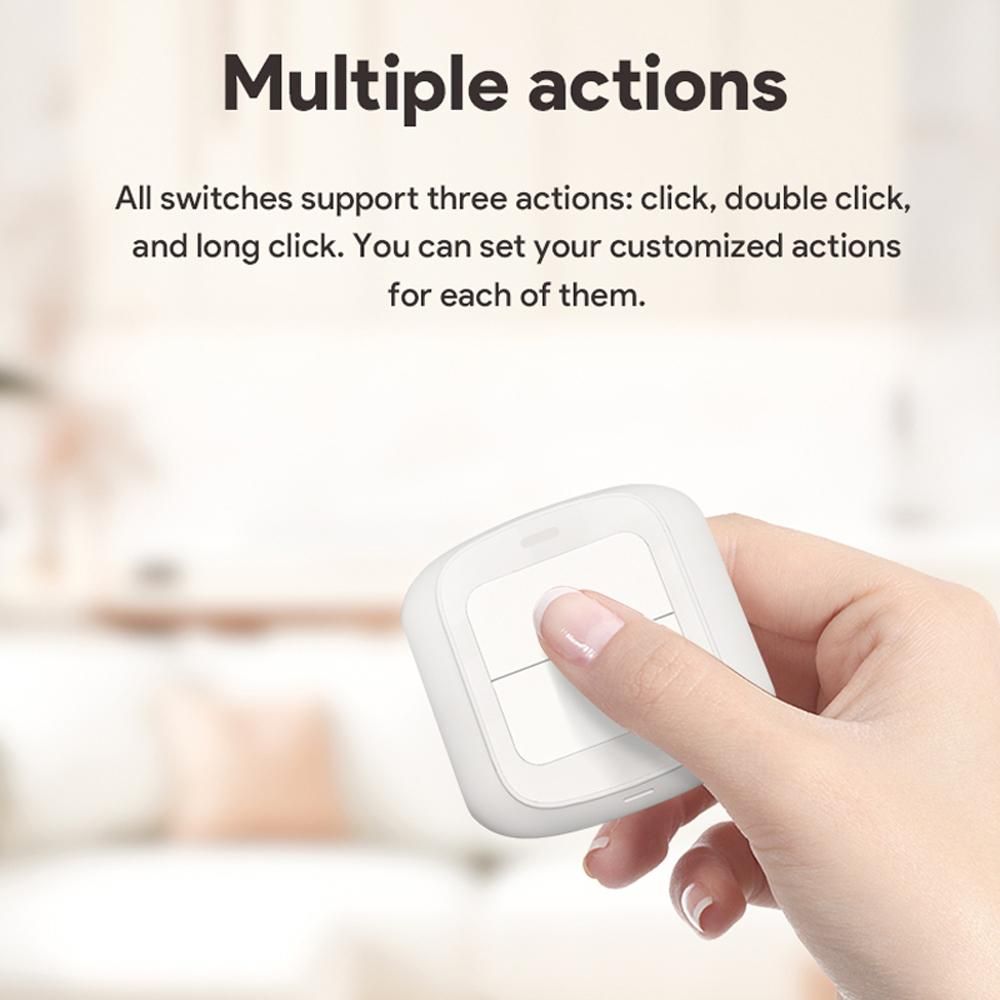 Tuya Portable Mini Double Button Remotes Control Switch Cable-free Intelligent Dual Button Switch Intelligent Linkage Home Easy Installation Remotes Control Compatible with Fingerbots