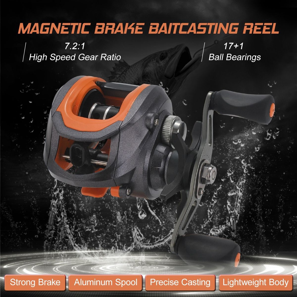 Ultralight Baitcasting Reel 17+1BB High Speed 7.2:1 Gear