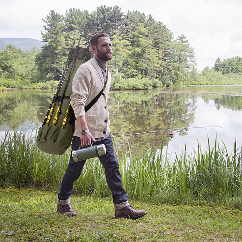 Folding Fishing Pole Bag Portable Fishing Rod Case Pole