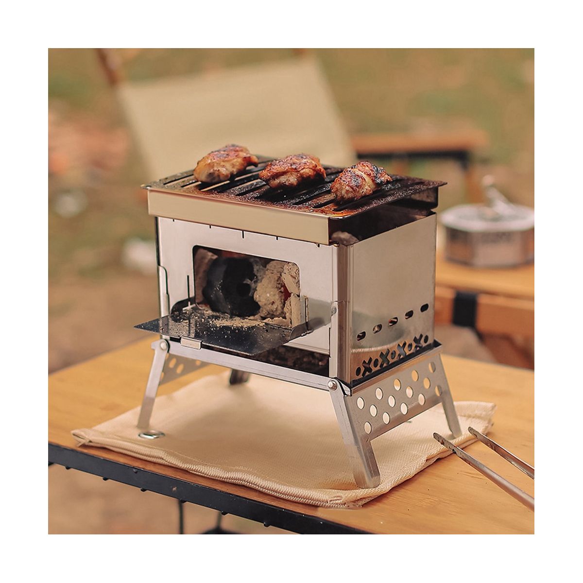 Detachable Portable Firewood Stove, Picnic Charcoal Card