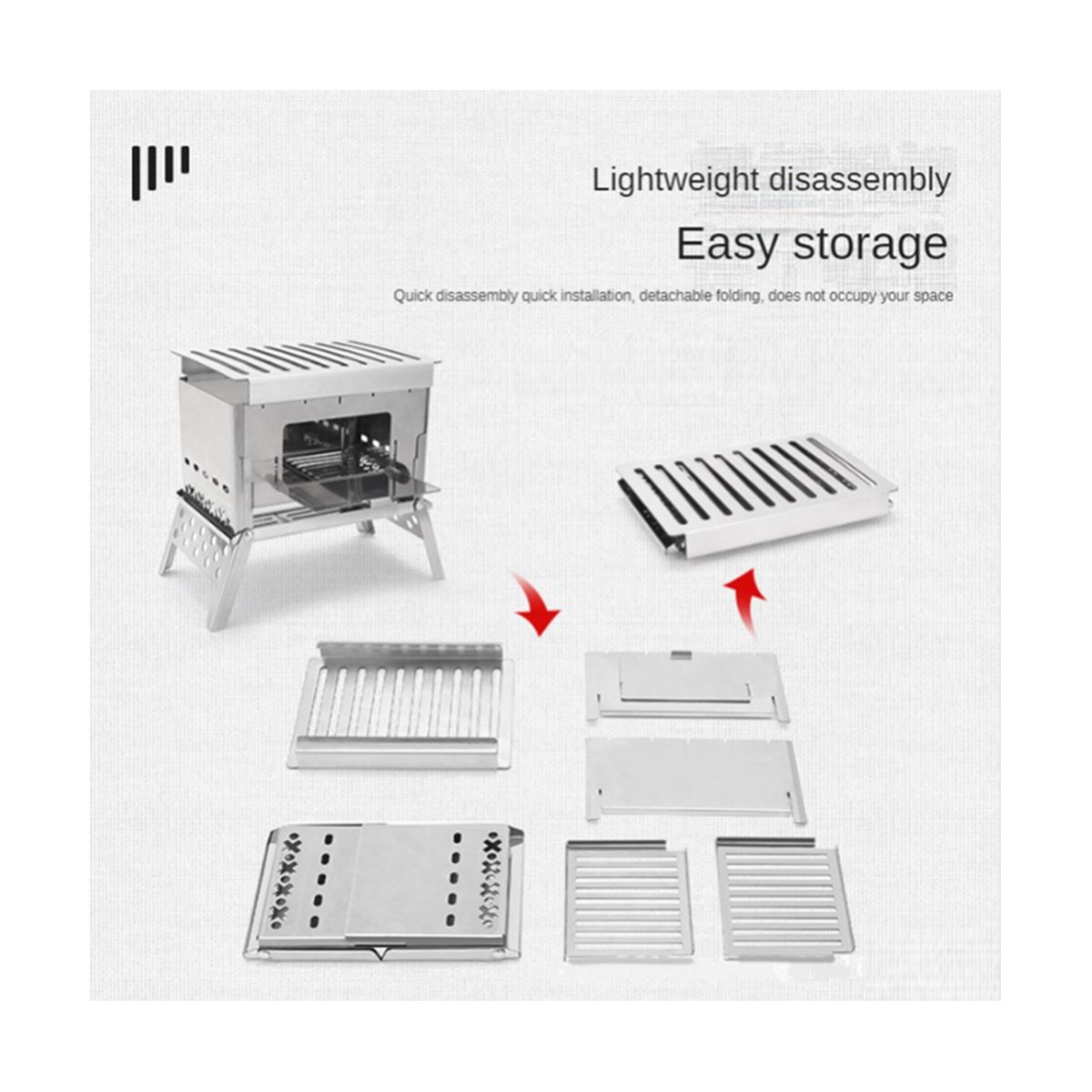 Detachable Portable Firewood Stove, Picnic Charcoal Card