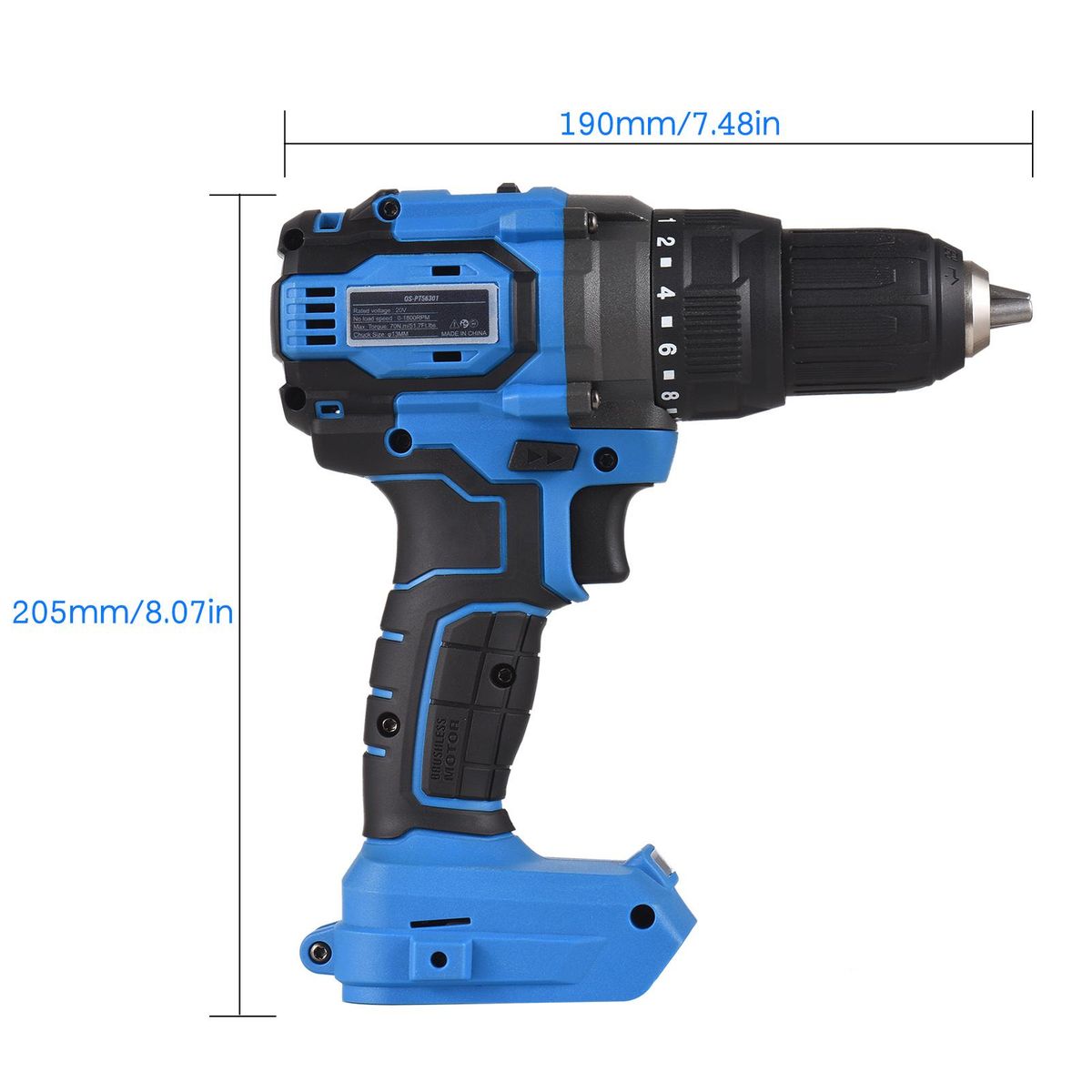 20V Cordless Brushless Electric Drill Driver 1/2-inch Chuck Portable Power Drill Driver for Wood Plastic Metal with 2.0Ah Battery Fast Charger 2-Gear Variable Speed 20+1 Torque Settings 70N.m LED Work Light