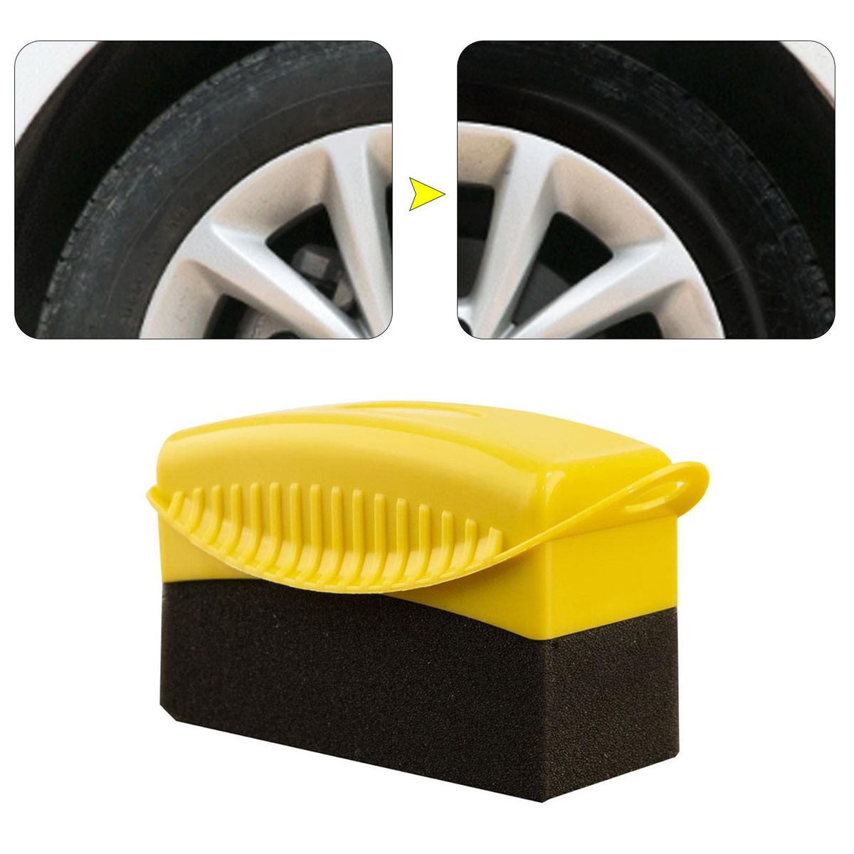 Car Tire Applicator Tire Care Kit 2pcs Soft Applicator Pads for Waxing Yellow