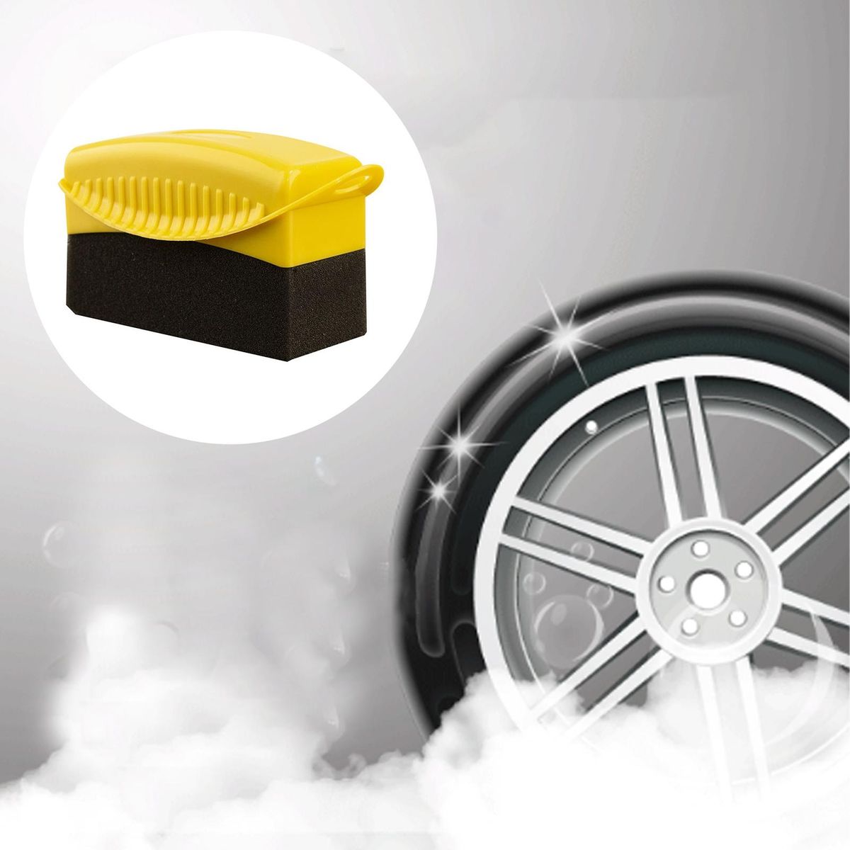 Car Tire Applicator Tire Care Kit 2pcs Soft Applicator Pads for Waxing Yellow