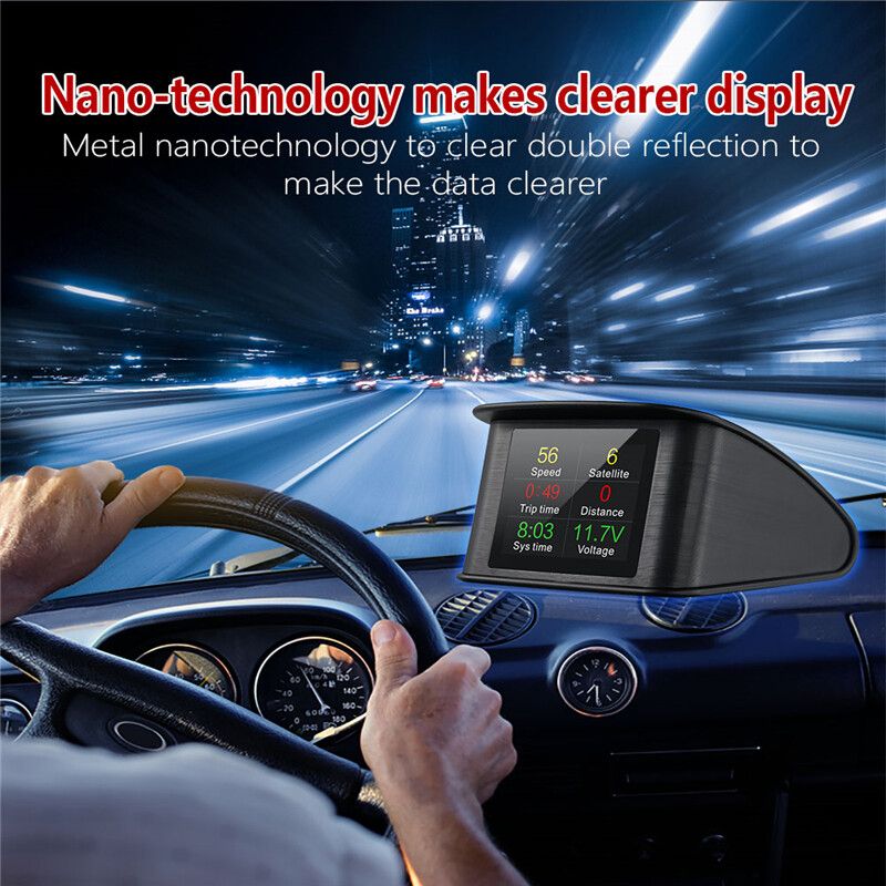 （T600-Universal）2.6inch Car HUD Head-up Display Digital TFT LCD GPS Speedometer Speed Projector RPM Fuel Consumption Temperature Computer Diagnostic Tool-Auto ON/OFF [Black]
