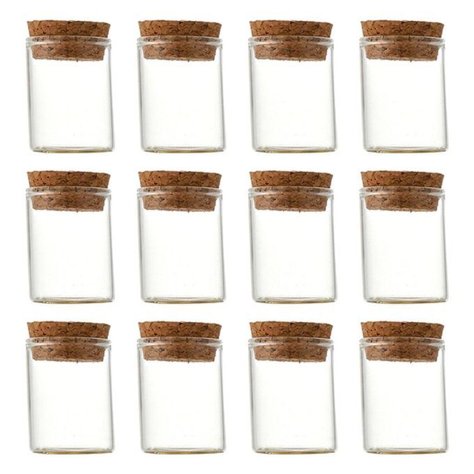 12 Pcs Mini Empty Clear Wishing Glass Bottles Vials With Cork 15ml