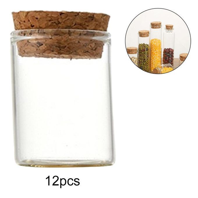 12 Pcs Mini Empty Clear Wishing Glass Bottles Vials With Cork 15ml