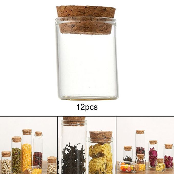 12 Pcs Mini Empty Clear Wishing Glass Bottles Vials With Cork 15ml