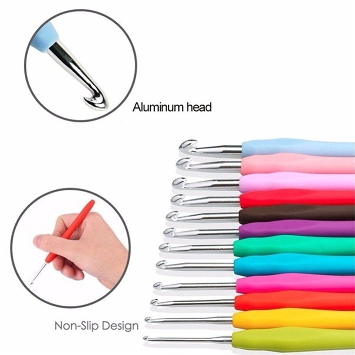 53Pcs Crochet Hooks Tools Knitting Needles Stitches Knit Weave Craft Yarn Set