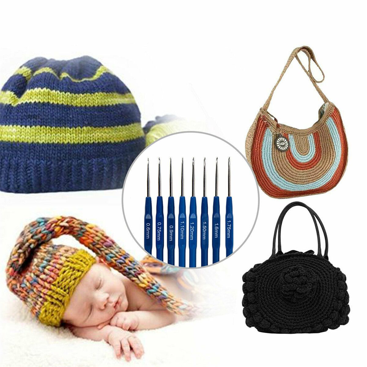53Pcs Crochet Hooks Tools Knitting Needles Stitches Knit Weave Craft Yarn Set