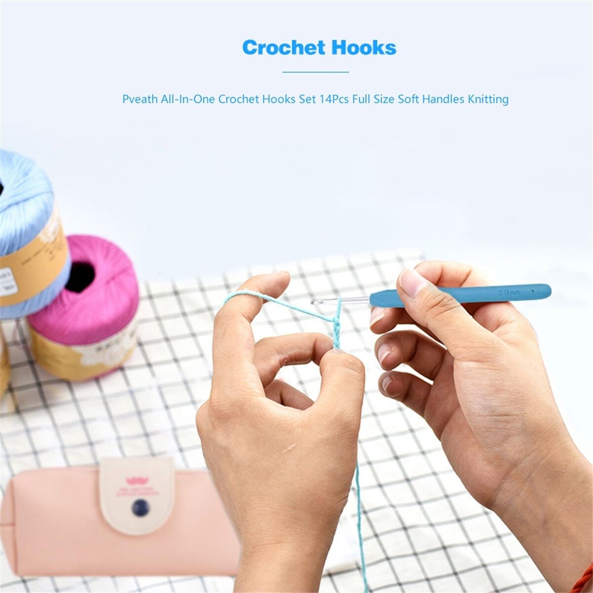 53Pcs Crochet Hooks Tools Knitting Needles Stitches Knit Weave Craft Yarn Set