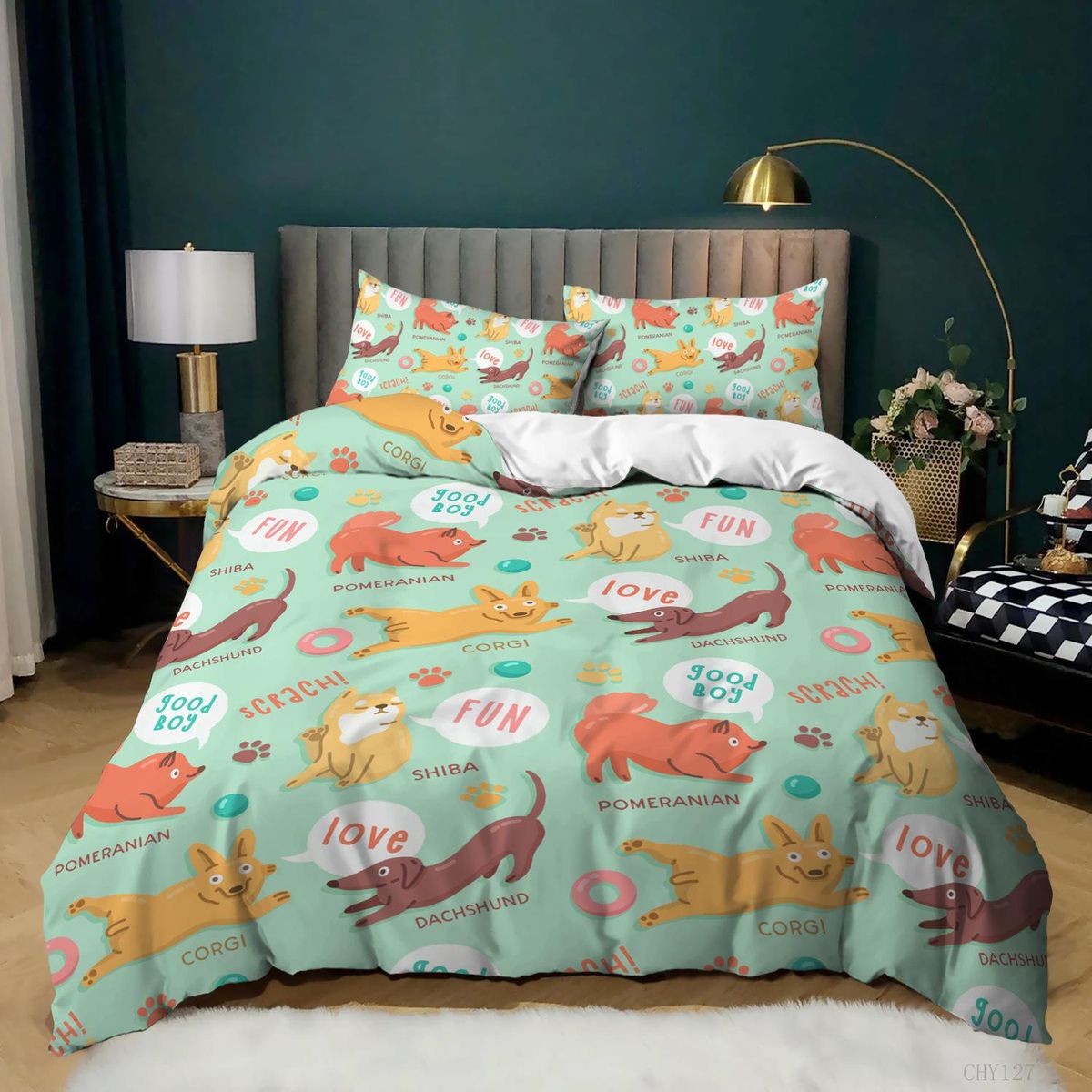 Cartoon Dog Quilt Cover 3D Digital Printed Quilt Cover Bedroom Set Queen King Size Bedding Set Queen Bedding Set No Sheet