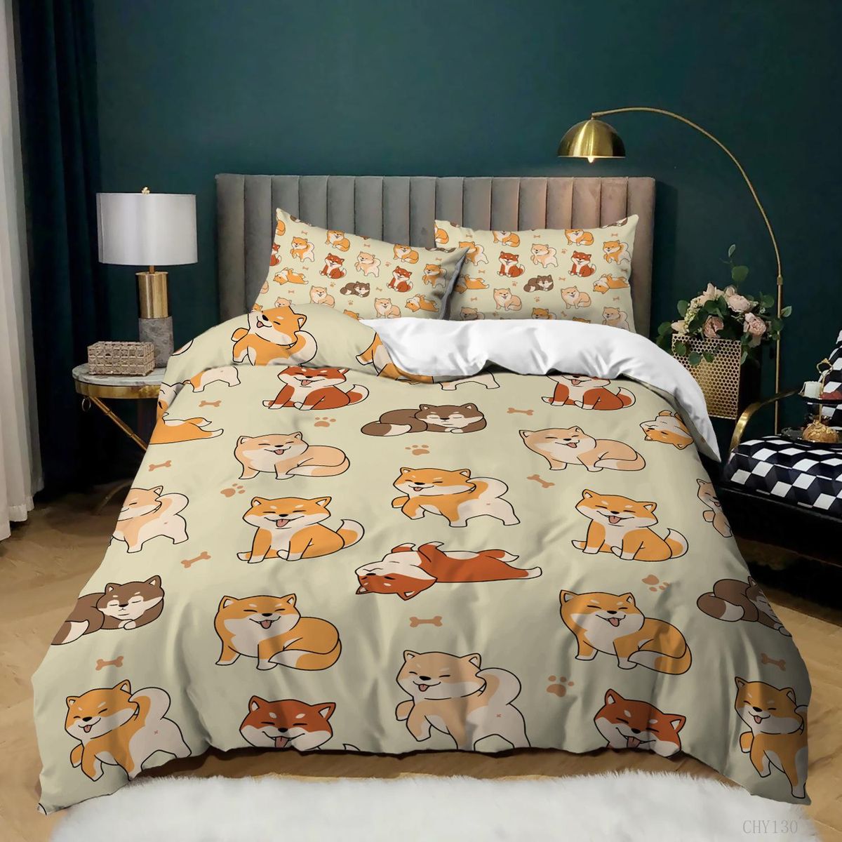 Cartoon Dog Quilt Cover 3D Digital Printed Quilt Cover Bedroom Set Queen King Size Bedding Set Queen Bedding Set No Sheet