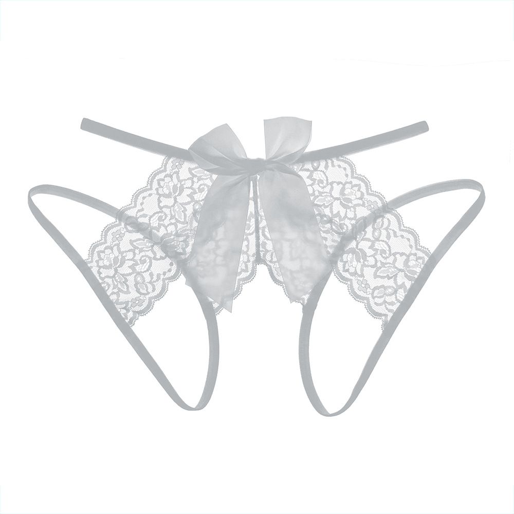 Women's Sexy Hollow Out Thong Lingerie Open Crotch Underwear Grey