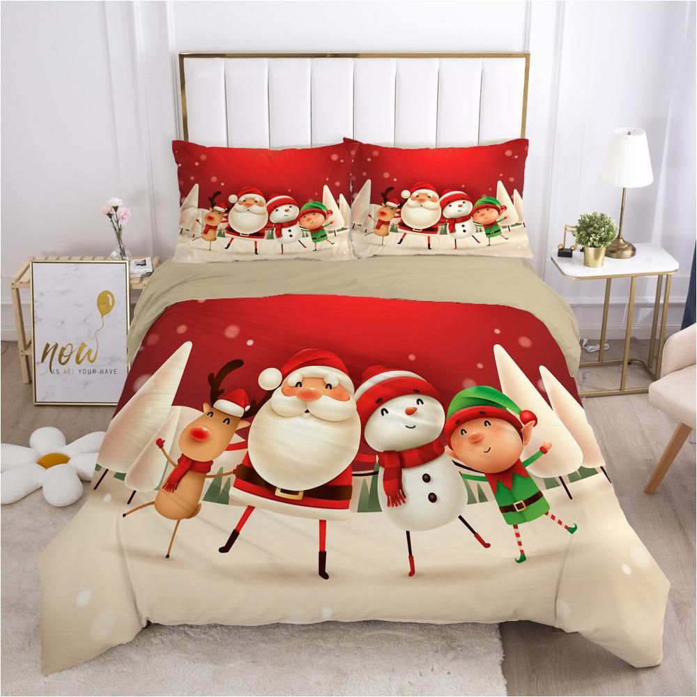 Christmas Bedding Set Snowflakes Duvet Cover Set Cute Gingerbread Women Cherry Stars Pattern Design Merry Christmas Bedding Set