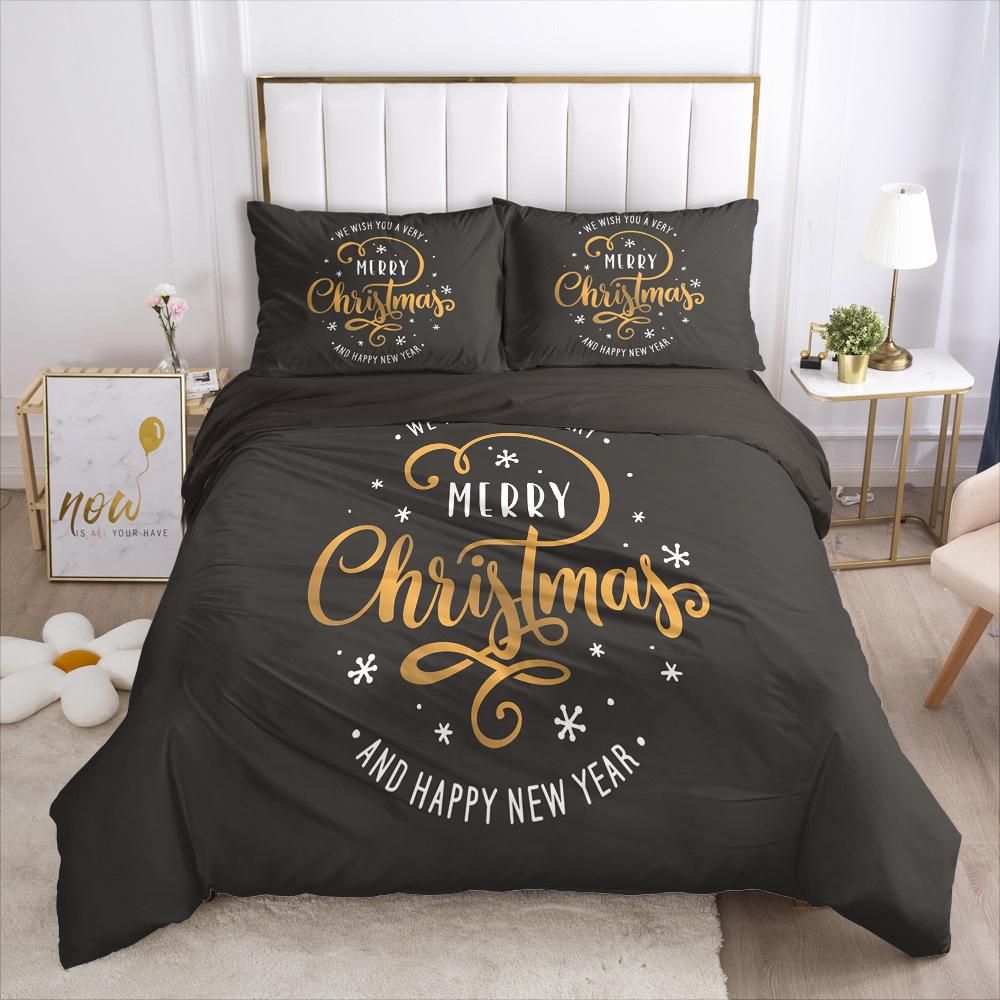 Christmas Bedding Set Snowflakes Duvet Cover Set Cute Gingerbread Women Cherry Stars Pattern Design Merry Christmas Bedding Set