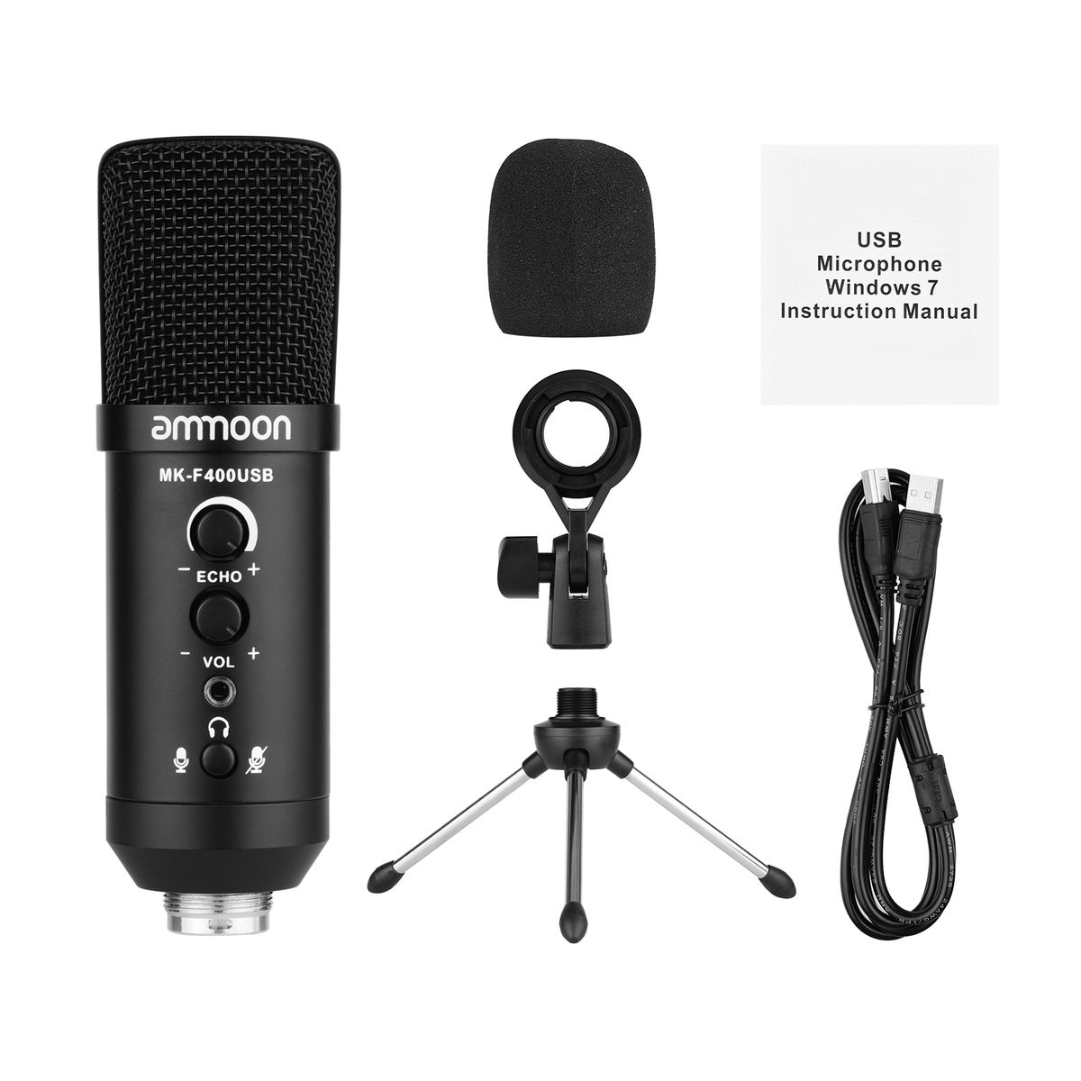 Ammoon USB Condenser Microphone Computer Mic Kit With Mini