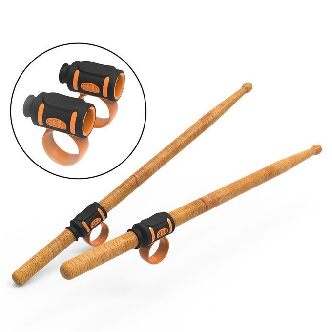 Pair Drum Stick Control Clip Silicone Drumsticks Grip Beginner Orange